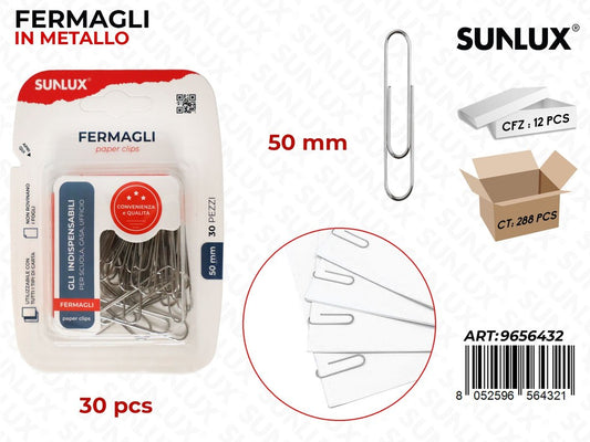 Sunlux Fermagli in Metallo 30PCS 50MM