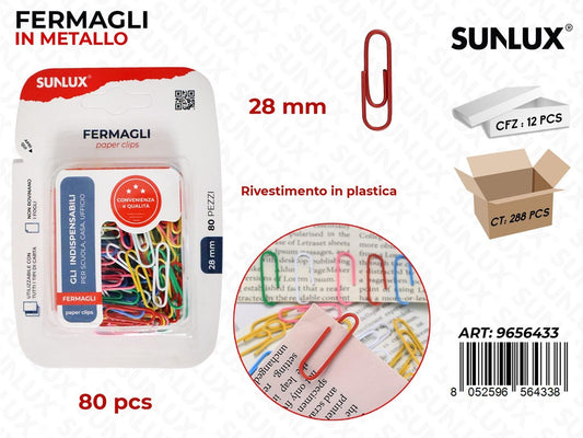 Sunlux Fermagli in Metallo Ass. 80PCS 28MM