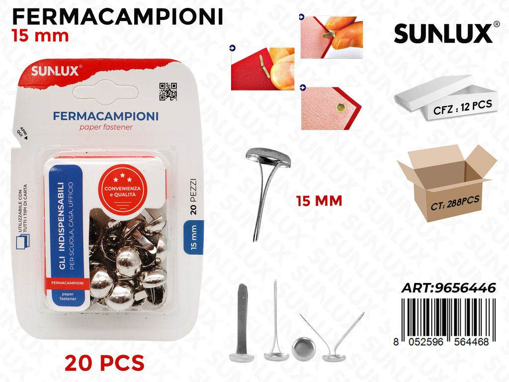 Sunlux Fermacampioni Arg. 20PCS 15MM