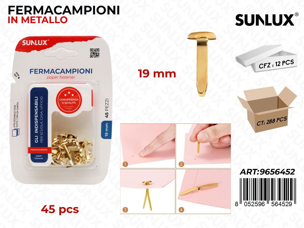 Sunlux Fermacampioni Oro 45PCS 19MM
