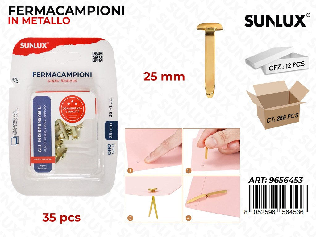 Sunlux Fermacampioni Oro 35PCS 25MM