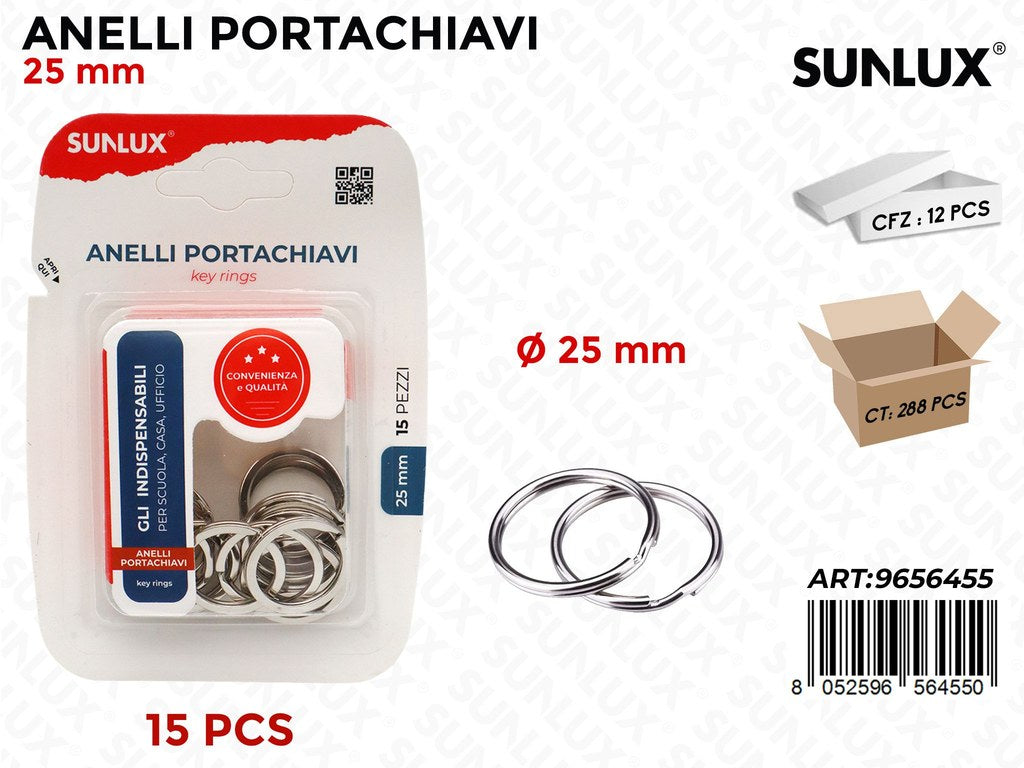 Sunlux Anelli Portachiavi 15PCS D. 25MM