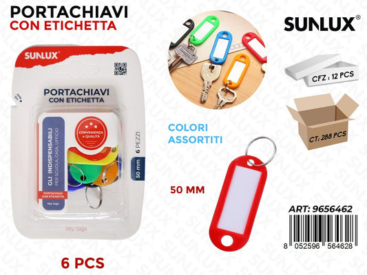 Sunlux Portachiavi c/ Etichetta Ass. 6PCS 50MM