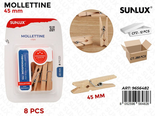 Sunlux Mollettine Legno 8PCS 45MM