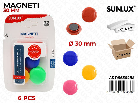 Sunlux Magneti Col. Ass. 6PCS D.30MM