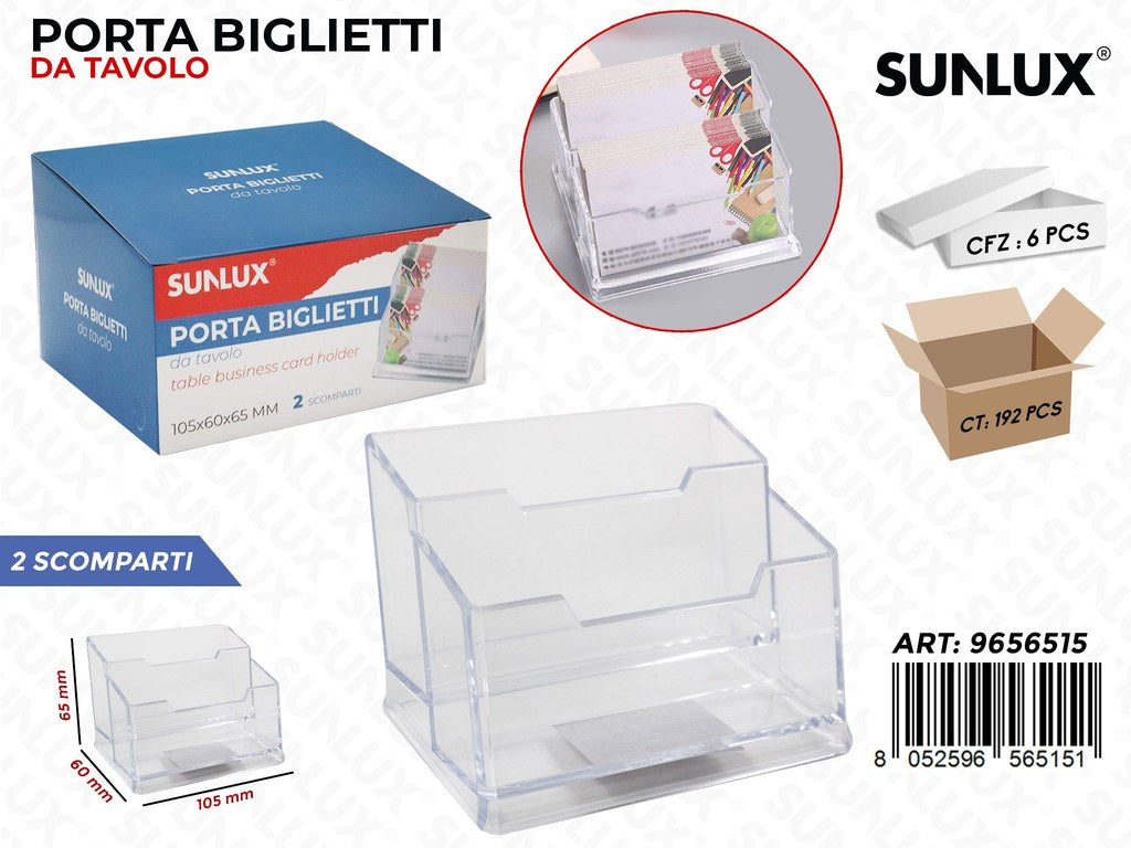 Sunlux Portabiglietti da Tavolo 2 Scomp. 105*60*65MM