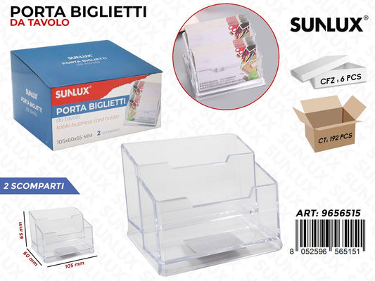 Sunlux Portabiglietti da Tavolo 2 Scomp. 105*60*65MM