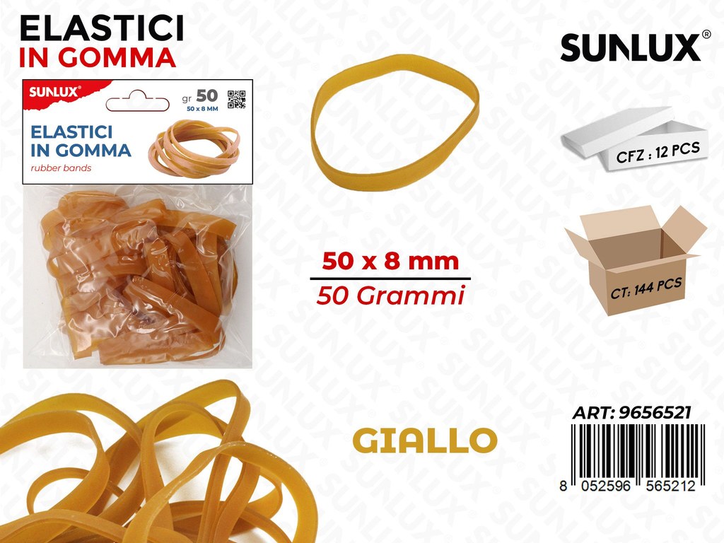 Sunlux Bl. Elastici in Gomma Giallo 50*8MM 50G