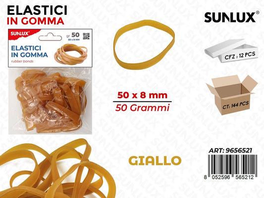 Sunlux Bl. Elastici in Gomma Giallo 50*8MM 50G