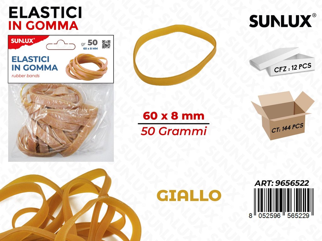 Sunlux Bl. Elastici in Gomma Giallo 60*8MM 50G