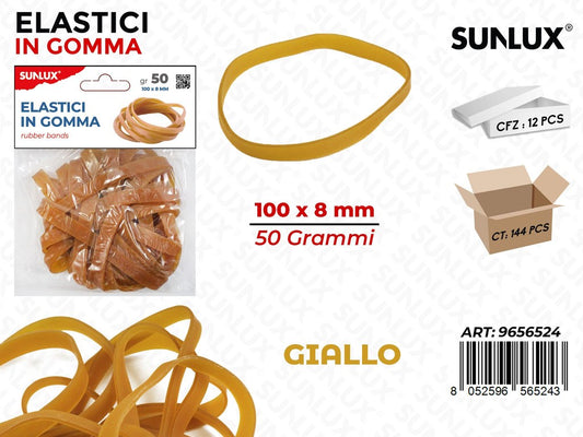 Sunlux Bl. Elastici in Gomma Giallo 100*8MM 50G