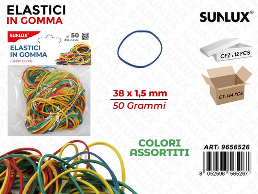 Sunlux Elastici in Gomma Ass. 38*1.5MM-50G