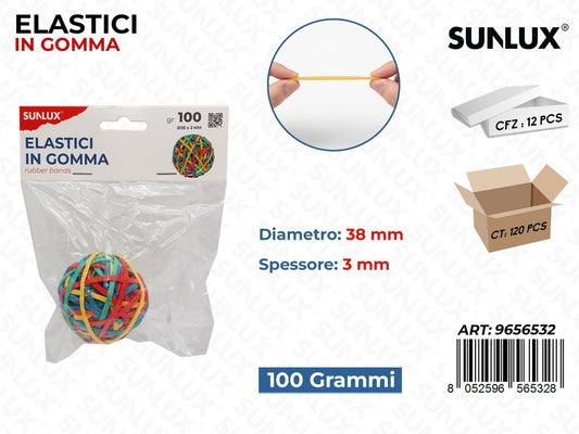 Sunlux Elastici in Gomma Ass. 100GR 38*3MM