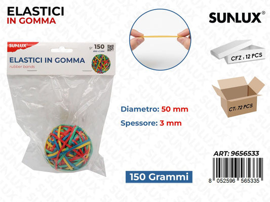 Sunlux Elastici in Gomma Ass. 150GR 50*3MM