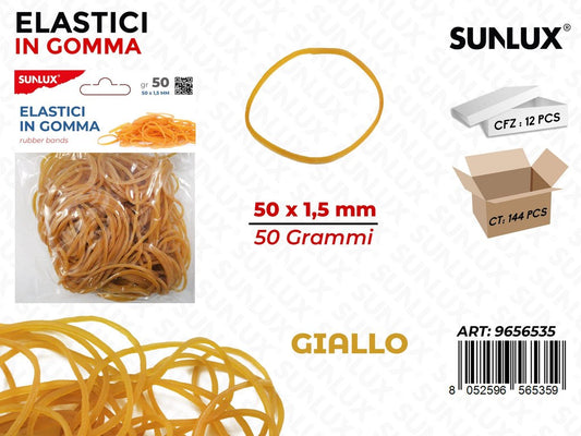 Sunlux Bl. Elastici in Gomma Giallo 50*1.5MM 50G
