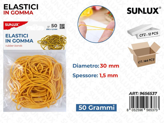 Sunlux Bl. Elastici in Gomma Giallo 30*1.5MM 50G