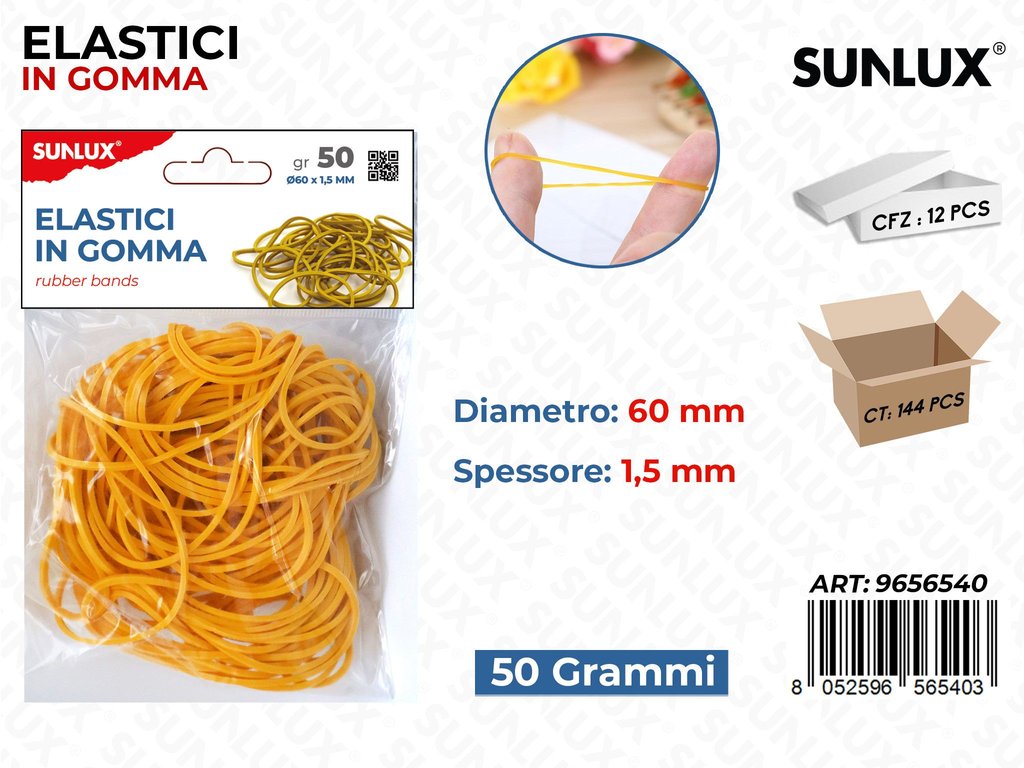 Sunlux Elastici in Gomma Gia. 50GR 60*1.5MM
