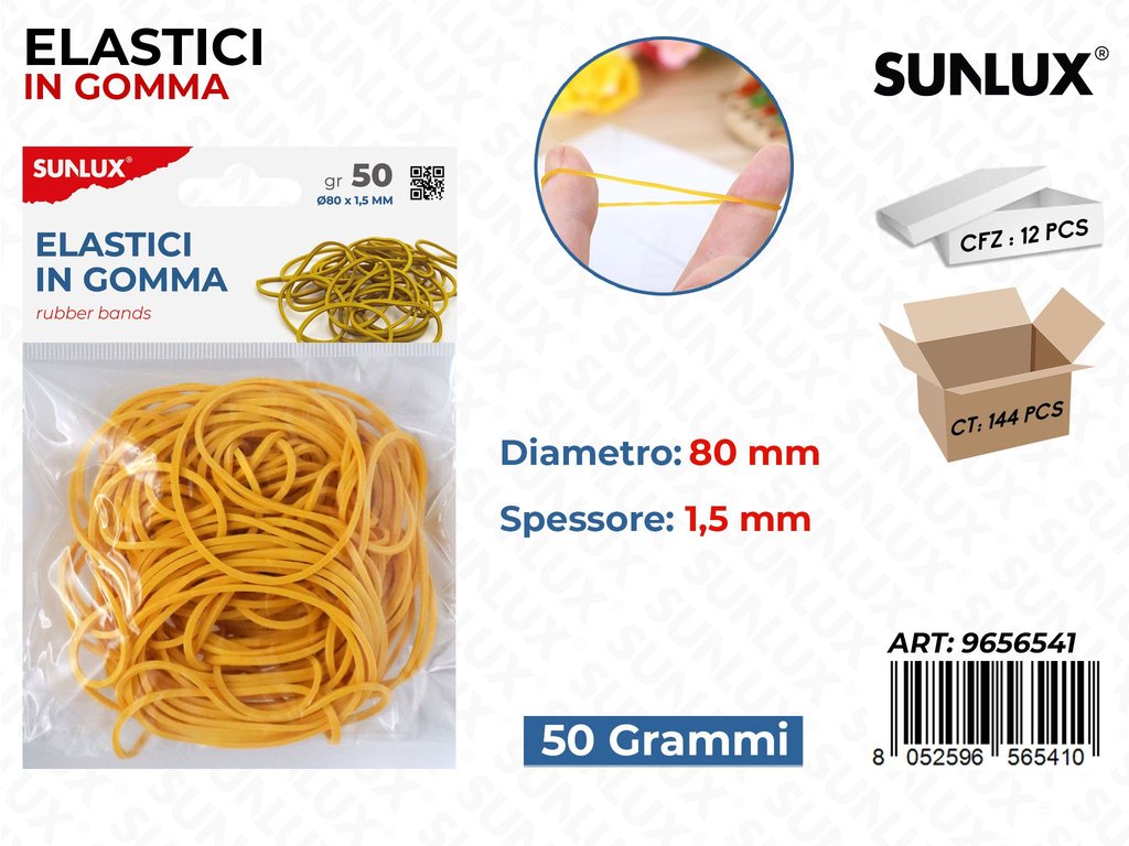 Sunlux Bl. Elastici in Gomma Giallo 80*1.5MM 50G