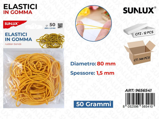 Sunlux Bl. Elastici in Gomma Giallo 80*1.5MM 50G