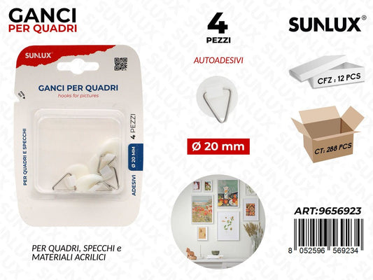 Sunlux Ganci per Quadri Autoadv 4PCS D.20MM