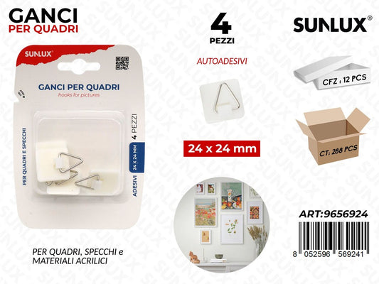 Sunlux Ganci per Quadri Autoadv 4PCS 24*24MM