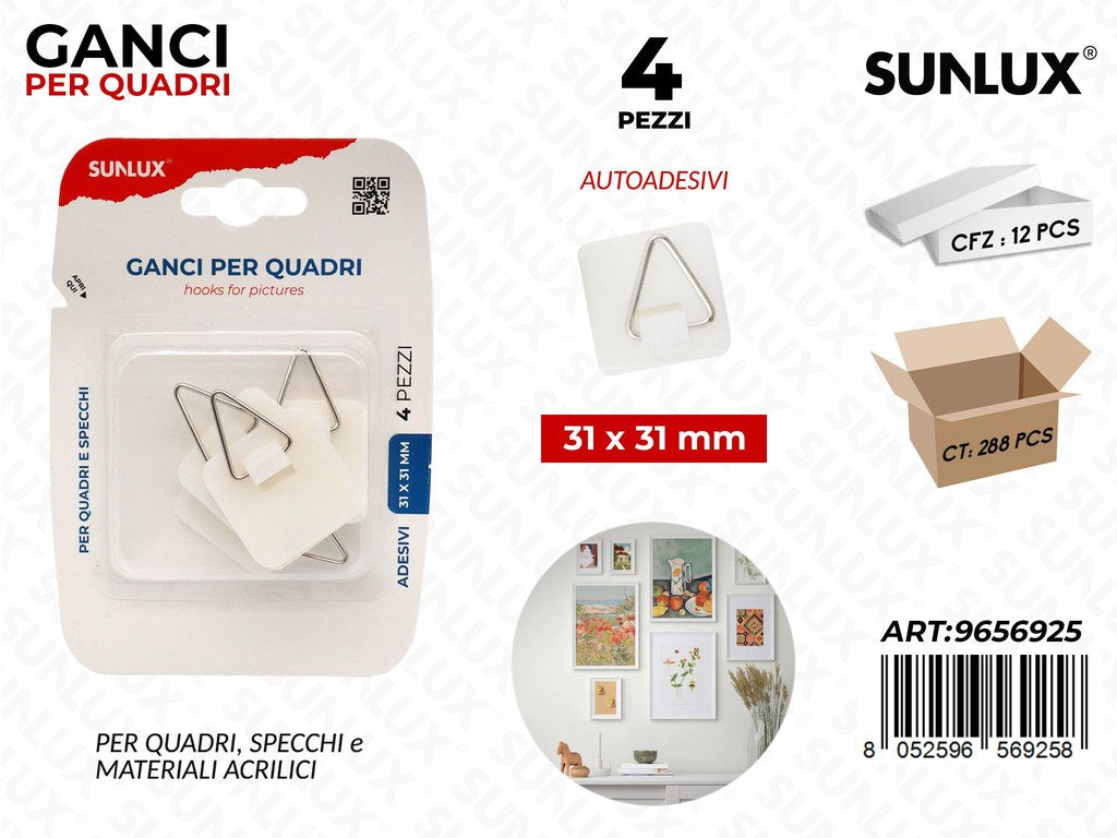 Sunlux Ganci per Quadri Autoadv 4PCS 31*31MM