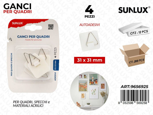 Sunlux Ganci per Quadri Autoadv 4PCS 31*31MM