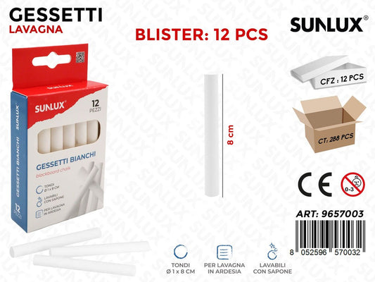 Sunlux Gessetti Lavagna Bianchi 12PCS 8CM