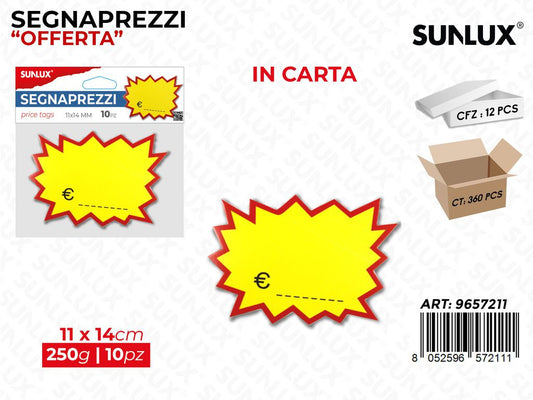 Sunlux Segnaprezzi Offerta 10PCS 11*14CM 250G