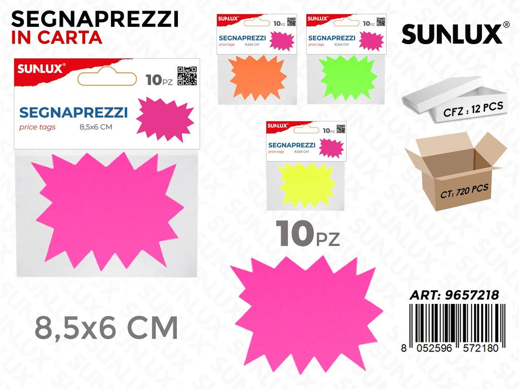 Sunlux Segnaprezzi Col. Ass. 10PCS 8.5*6CM 250GR
