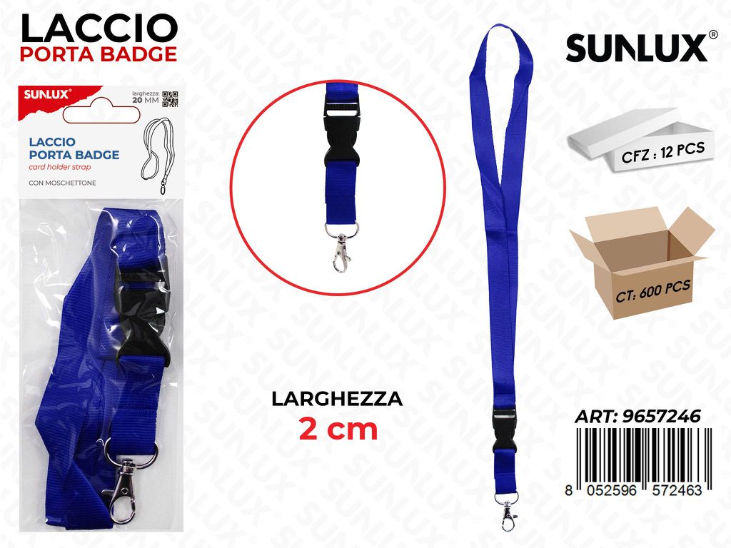 Sunlux Laccio Porta Badge Blu 2CM