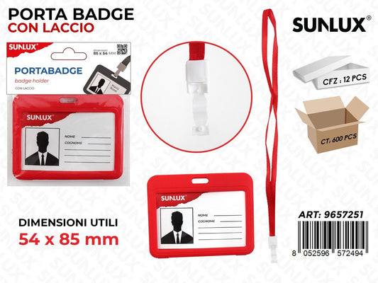 Sunlux Porta Badge c/ Laccio Rosso 54*85MM