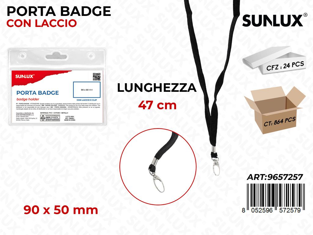 Sunlux Porta Badge c/ Laccio Nero 47CM*90*50MM