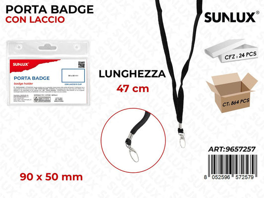 Sunlux Porta Badge c/ Laccio Nero 47CM*90*50MM