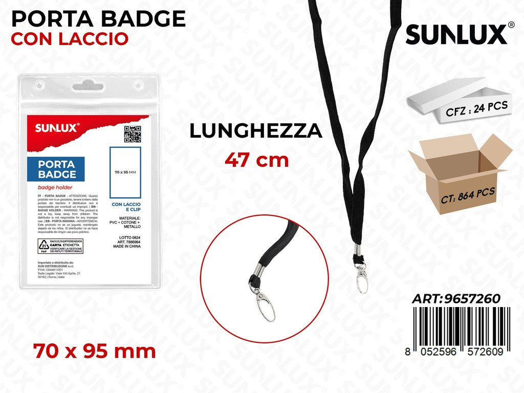 PORTA BADGE C/ LACCIO NERO 70*95MM