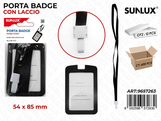 PORTA BADGE C/ LACCIO NERO 54*85MM