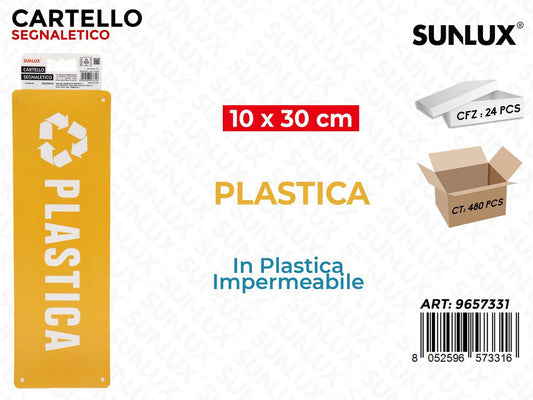 Sunlux Cartello Segn.plastica in Plast. 10*30CM