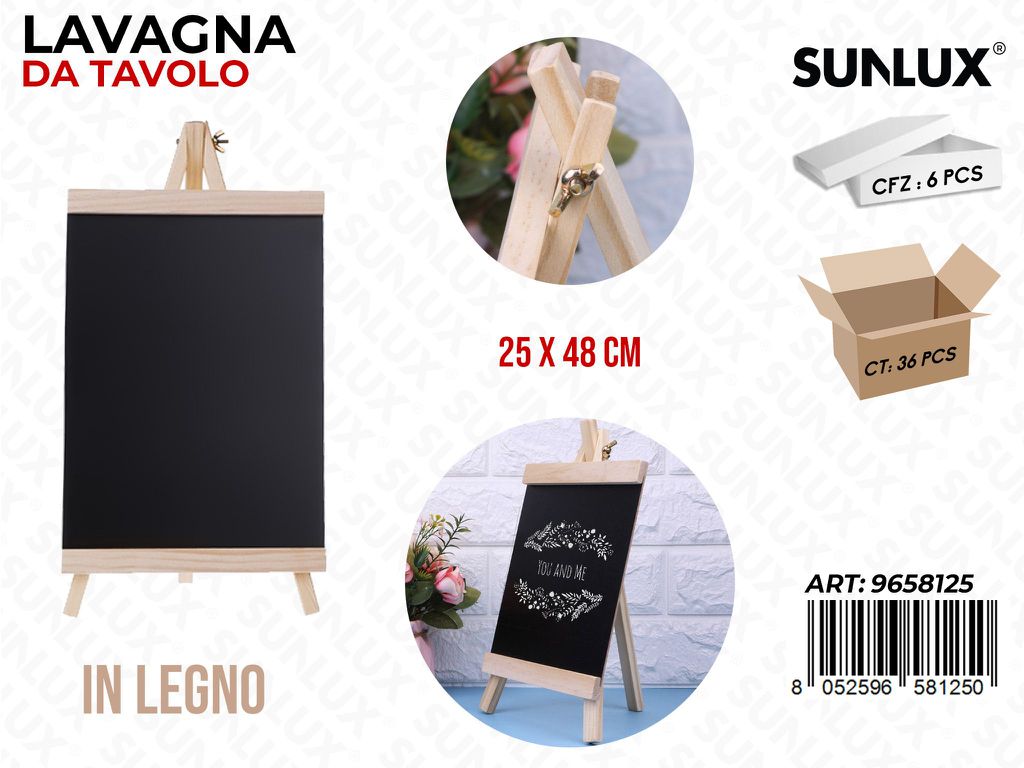 Sunlux Lavagna da Tavolo Legno 25*48CM