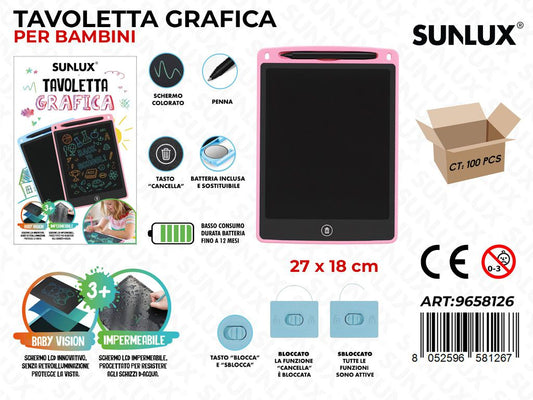 Sunlux Tavoletta Grafica Bambini Rosa 27*18CM