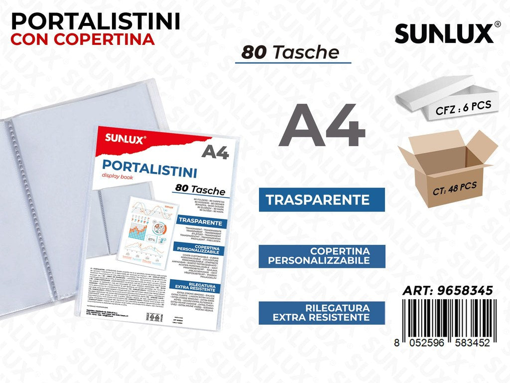 Sunlux Portalistini Ccopertina A4 80TASCHE
