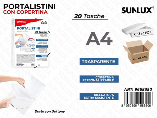 PORTALISTINI TRASP. 20BUSTE 22*30CM