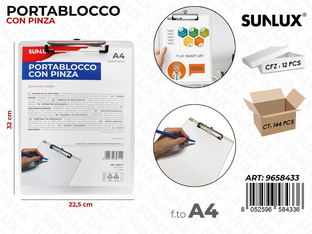 Sunlux Portablocco c/Pinza A4 22.5*32CM