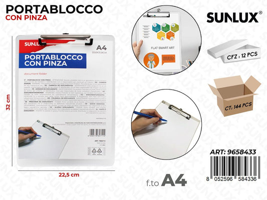 Sunlux Portablocco c/Pinza A4 22.5*32CM