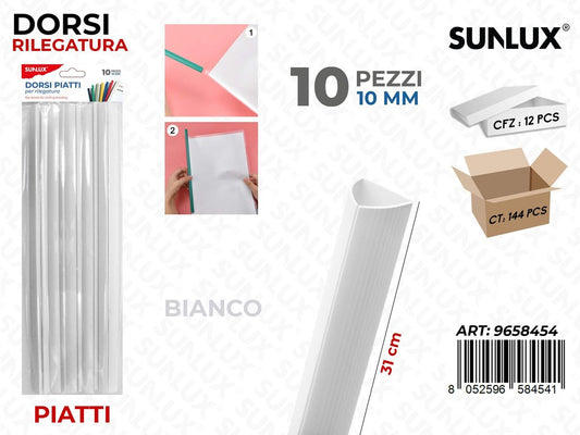 Sunlux Dorsi Piatti Rilegatura Bia. 10PCS 10MM*31CM
