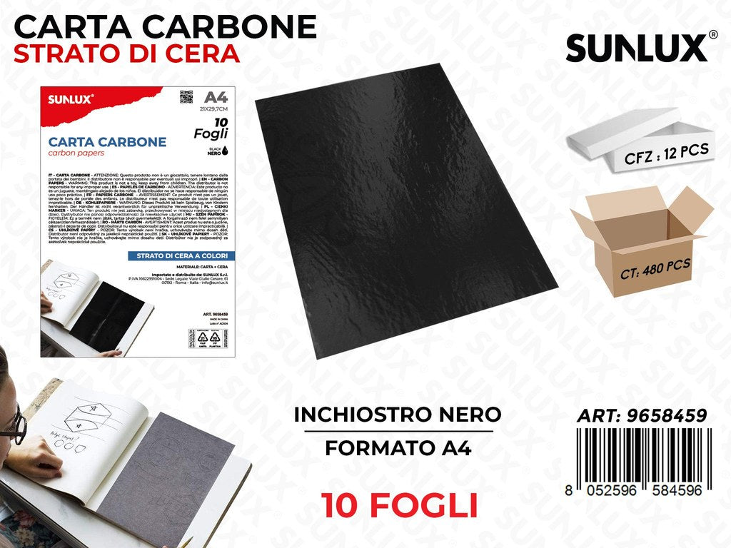 Sunlux Carta Carbone Nero F. To A4 10FF