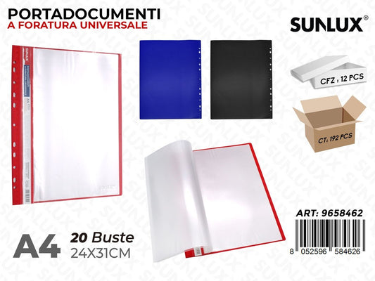Sunlux P.documenti For. Uni. A4 20BUSTE