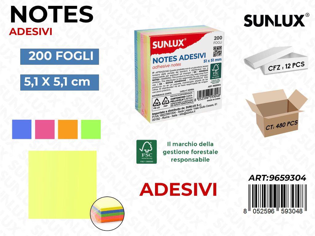 Sunlux Notes Adv. Ass. 5.1*5.1CM 200FF