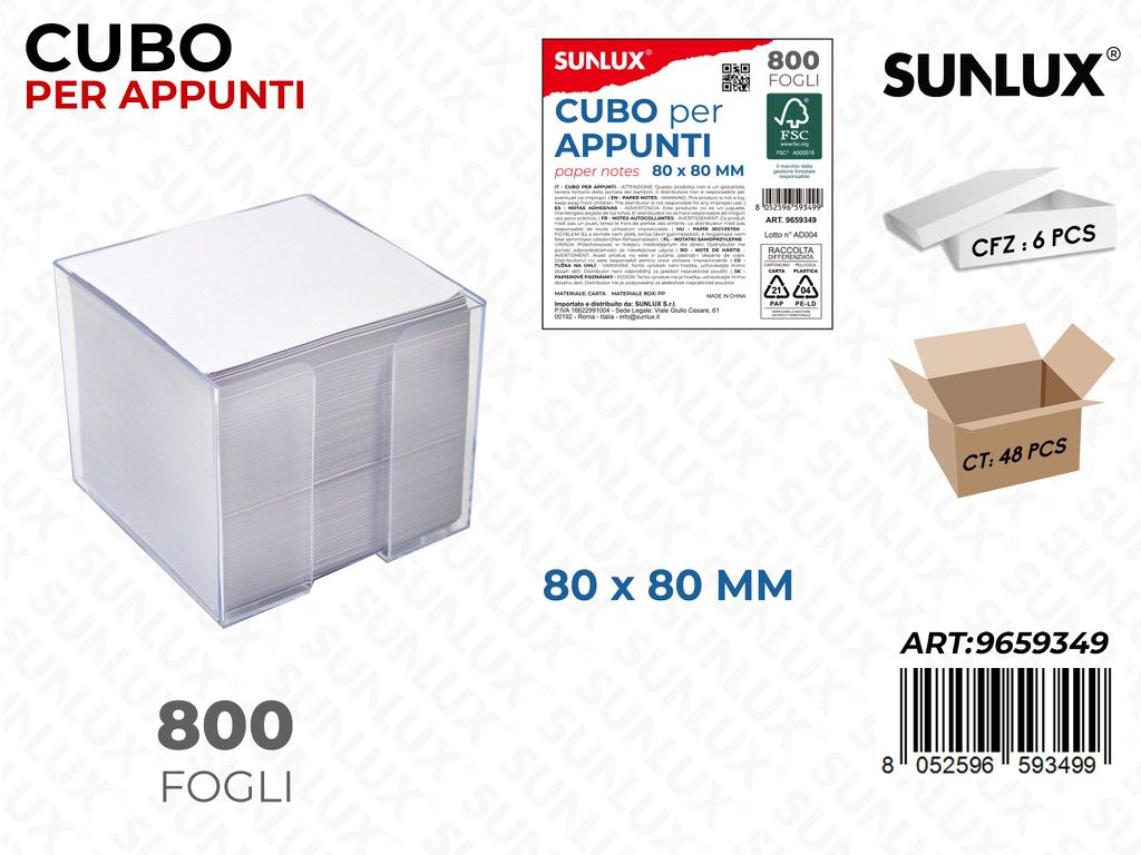 CUBO PER APPUNTI BIA. 800FF 8*8CM