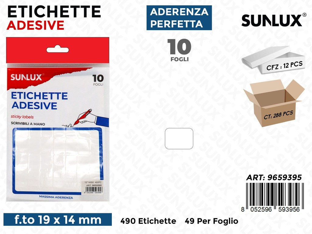 Sunlux Etichette Autoadv 490PCS 10FF 19*14MM
