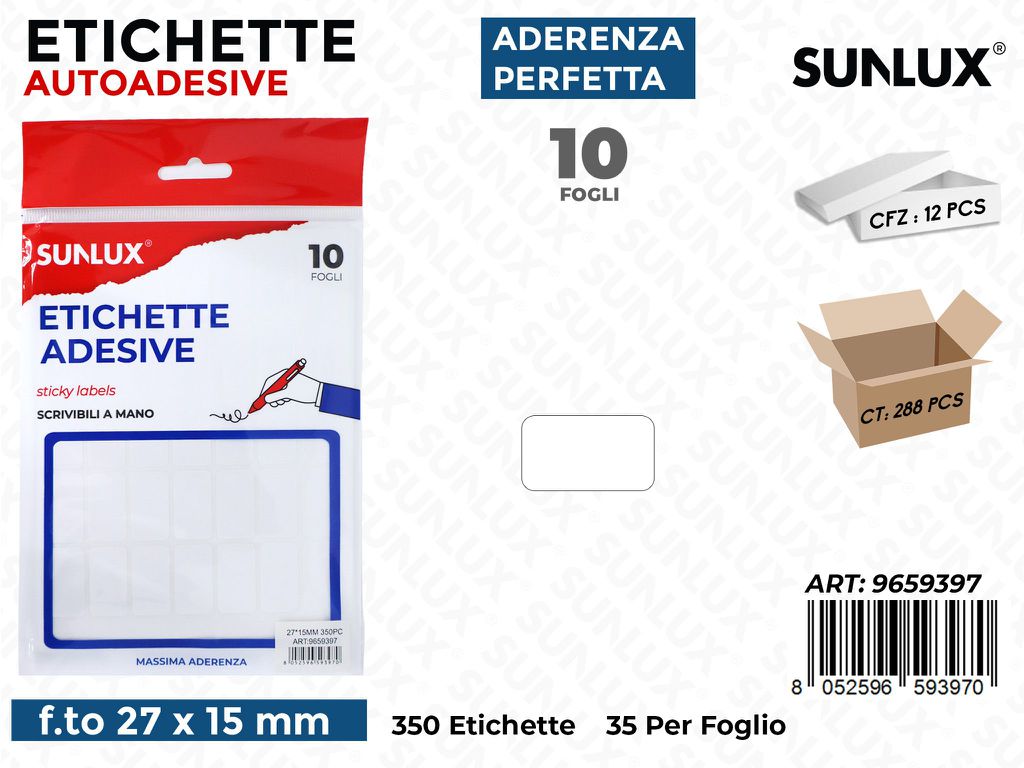 Sunlux Etichette Autoadv 350PCS 10FF 27*15MM